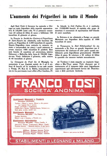 Rivista del freddo periodico mensile illustrato tecnico, scientifico, economico, commerciale