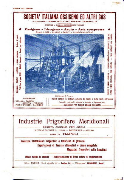 Rivista del freddo periodico mensile illustrato tecnico, scientifico, economico, commerciale