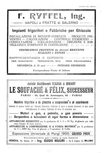 Rivista del freddo periodico mensile illustrato tecnico, scientifico, economico, commerciale