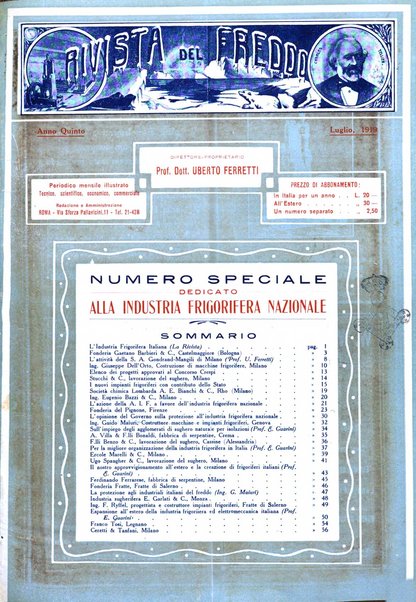 Rivista del freddo periodico mensile illustrato tecnico, scientifico, economico, commerciale