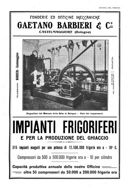 Rivista del freddo periodico mensile illustrato tecnico, scientifico, economico, commerciale