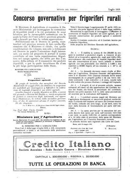 Rivista del freddo periodico mensile illustrato tecnico, scientifico, economico, commerciale