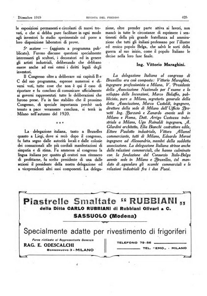 Rivista del freddo periodico mensile illustrato tecnico, scientifico, economico, commerciale