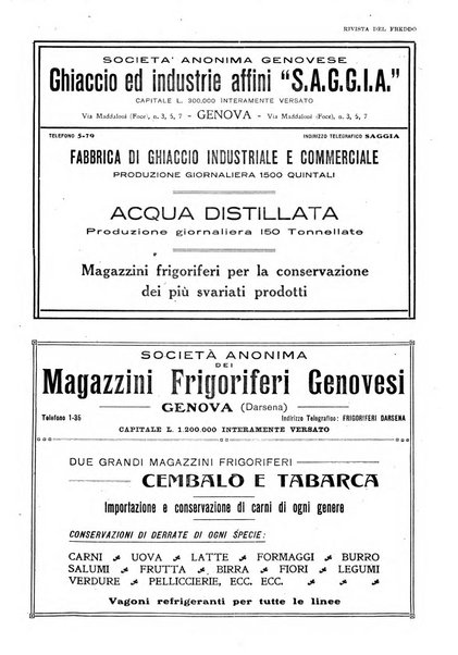 Rivista del freddo periodico mensile illustrato tecnico, scientifico, economico, commerciale