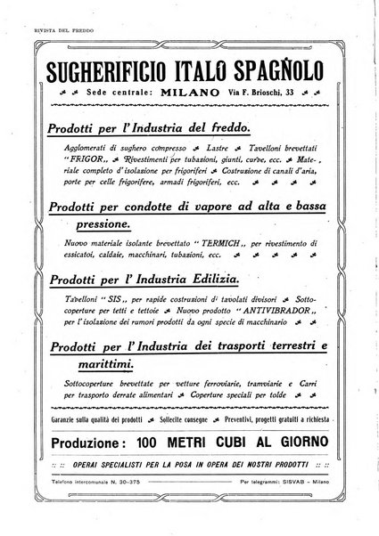 Rivista del freddo periodico mensile illustrato tecnico, scientifico, economico, commerciale