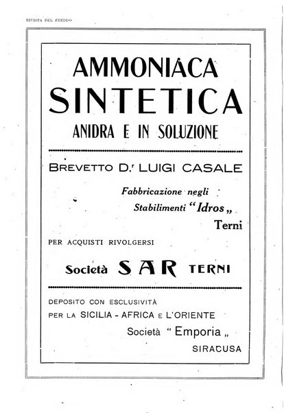 Rivista del freddo periodico mensile illustrato tecnico, scientifico, economico, commerciale