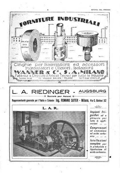 Rivista del freddo periodico mensile illustrato tecnico, scientifico, economico, commerciale