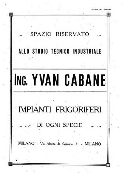 Rivista del freddo periodico mensile illustrato tecnico, scientifico, economico, commerciale