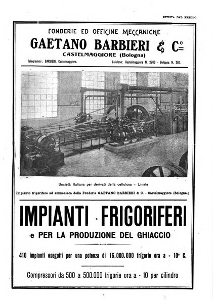 Rivista del freddo periodico mensile illustrato tecnico, scientifico, economico, commerciale