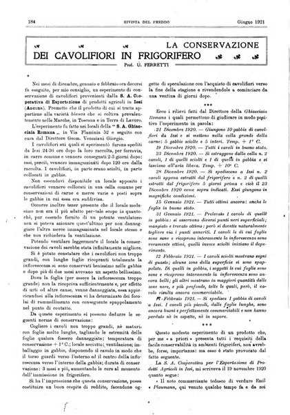 Rivista del freddo periodico mensile illustrato tecnico, scientifico, economico, commerciale