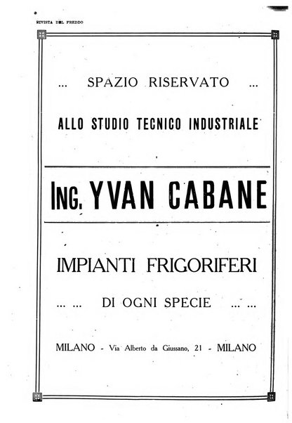 Rivista del freddo periodico mensile illustrato tecnico, scientifico, economico, commerciale