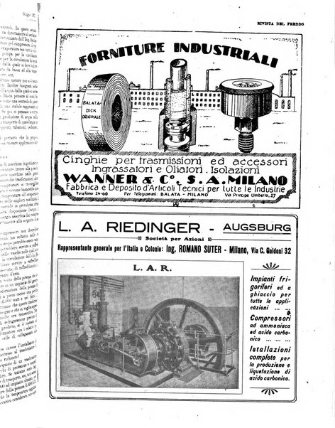 Rivista del freddo periodico mensile illustrato tecnico, scientifico, economico, commerciale