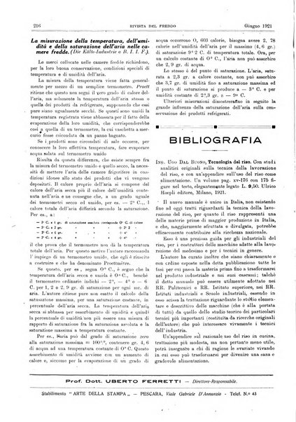 Rivista del freddo periodico mensile illustrato tecnico, scientifico, economico, commerciale