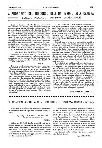 Rivista del freddo periodico mensile illustrato tecnico, scientifico, economico, commerciale