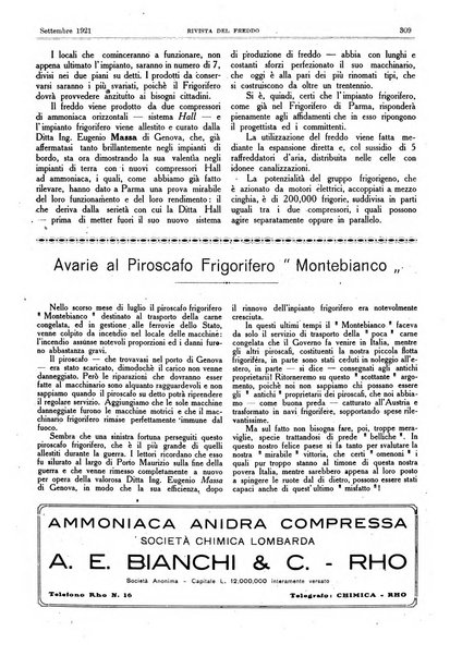 Rivista del freddo periodico mensile illustrato tecnico, scientifico, economico, commerciale