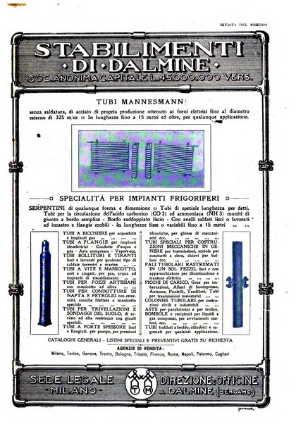 Rivista del freddo periodico mensile illustrato tecnico, scientifico, economico, commerciale