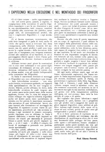 Rivista del freddo periodico mensile illustrato tecnico, scientifico, economico, commerciale