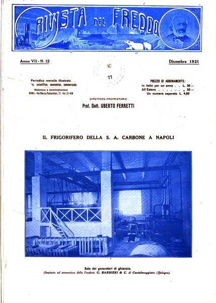 Rivista del freddo periodico mensile illustrato tecnico, scientifico, economico, commerciale