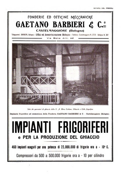 Rivista del freddo periodico mensile illustrato tecnico, scientifico, economico, commerciale