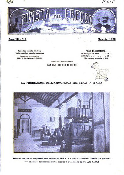 Rivista del freddo periodico mensile illustrato tecnico, scientifico, economico, commerciale