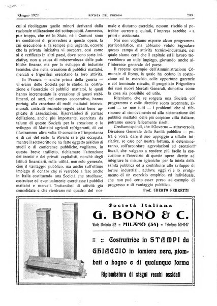 Rivista del freddo periodico mensile illustrato tecnico, scientifico, economico, commerciale