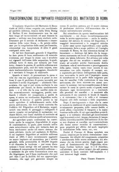 Rivista del freddo periodico mensile illustrato tecnico, scientifico, economico, commerciale