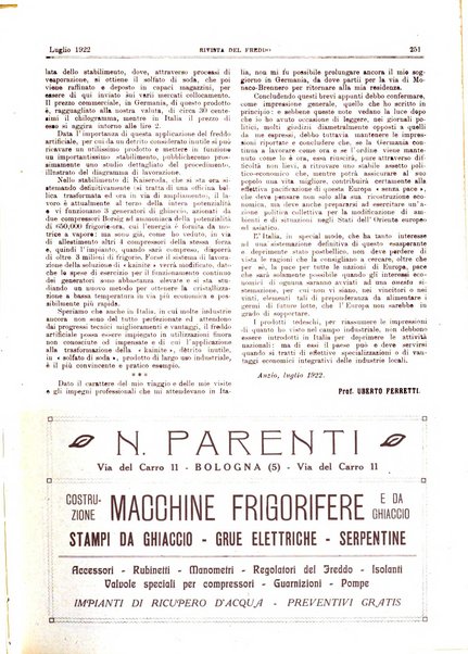 Rivista del freddo periodico mensile illustrato tecnico, scientifico, economico, commerciale