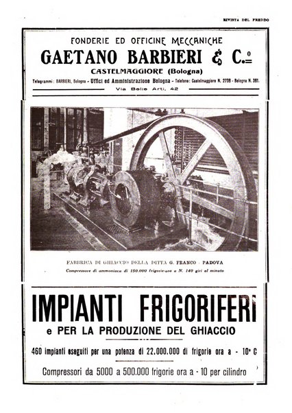 Rivista del freddo periodico mensile illustrato tecnico, scientifico, economico, commerciale