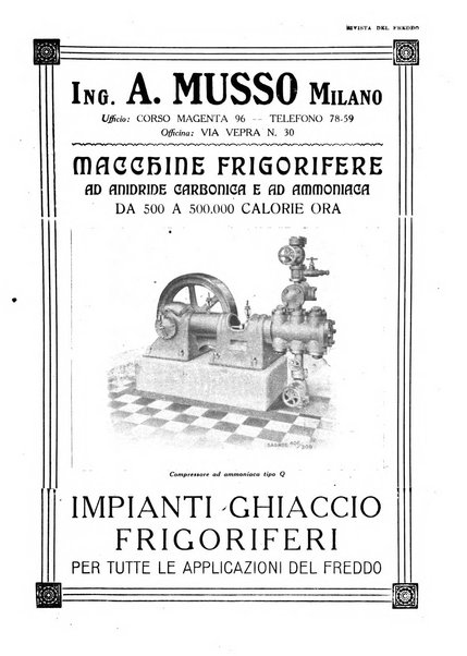 Rivista del freddo periodico mensile illustrato tecnico, scientifico, economico, commerciale