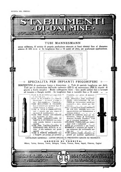 Rivista del freddo periodico mensile illustrato tecnico, scientifico, economico, commerciale