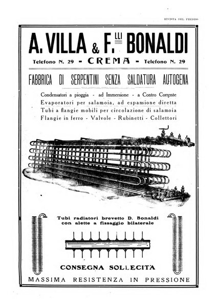 Rivista del freddo periodico mensile illustrato tecnico, scientifico, economico, commerciale