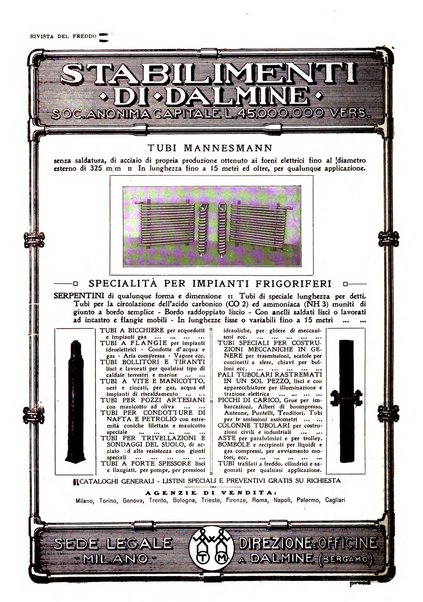 Rivista del freddo periodico mensile illustrato tecnico, scientifico, economico, commerciale