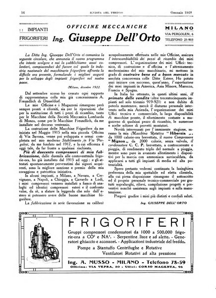 Rivista del freddo periodico mensile illustrato tecnico, scientifico, economico, commerciale