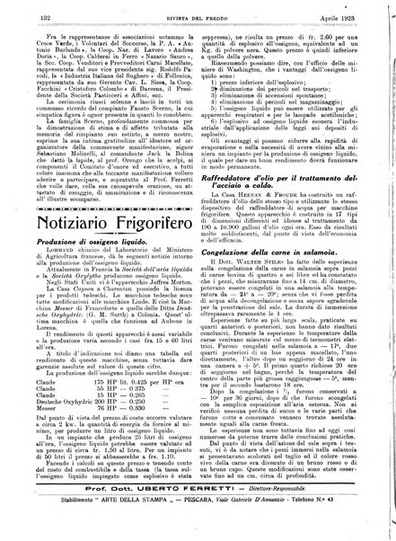 Rivista del freddo periodico mensile illustrato tecnico, scientifico, economico, commerciale