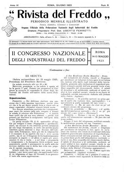 Rivista del freddo periodico mensile illustrato tecnico, scientifico, economico, commerciale