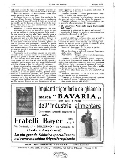 Rivista del freddo periodico mensile illustrato tecnico, scientifico, economico, commerciale