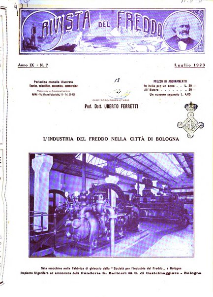 Rivista del freddo periodico mensile illustrato tecnico, scientifico, economico, commerciale