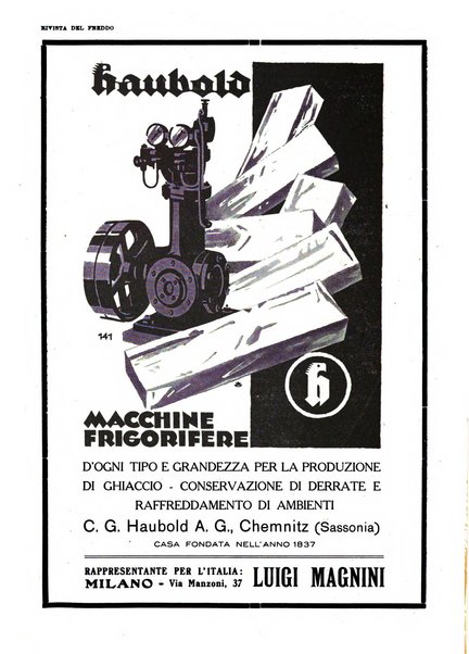 Rivista del freddo periodico mensile illustrato tecnico, scientifico, economico, commerciale