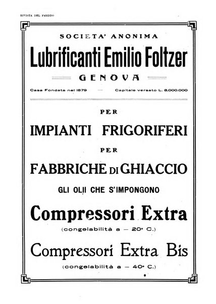 Rivista del freddo periodico mensile illustrato tecnico, scientifico, economico, commerciale