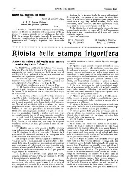 Rivista del freddo periodico mensile illustrato tecnico, scientifico, economico, commerciale