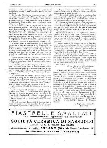 Rivista del freddo periodico mensile illustrato tecnico, scientifico, economico, commerciale