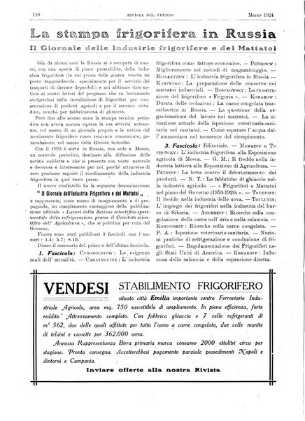 Rivista del freddo periodico mensile illustrato tecnico, scientifico, economico, commerciale