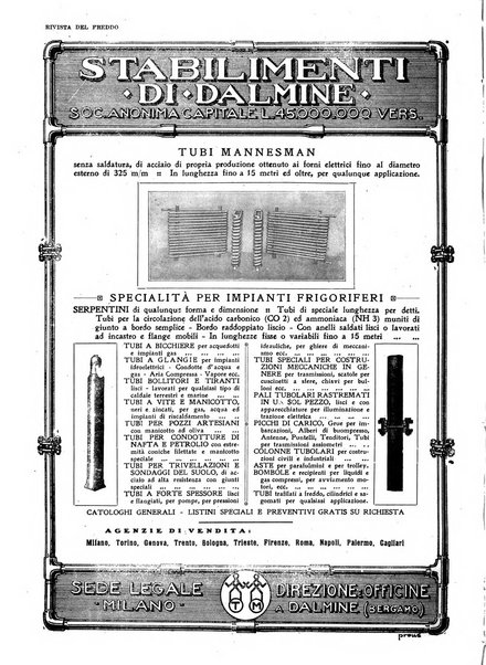 Rivista del freddo periodico mensile illustrato tecnico, scientifico, economico, commerciale