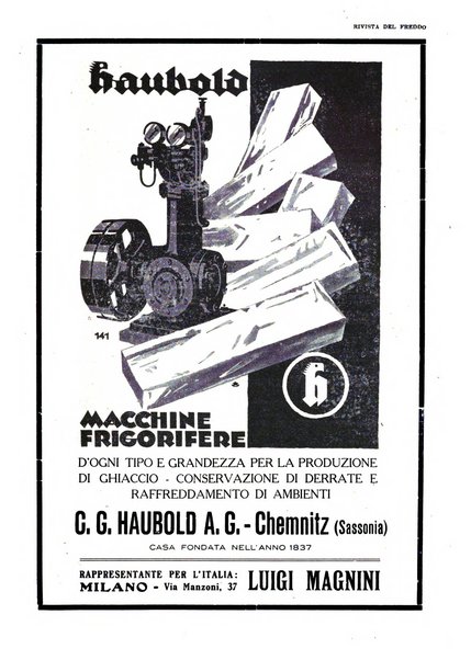 Rivista del freddo periodico mensile illustrato tecnico, scientifico, economico, commerciale