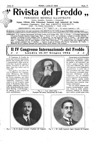 Rivista del freddo periodico mensile illustrato tecnico, scientifico, economico, commerciale