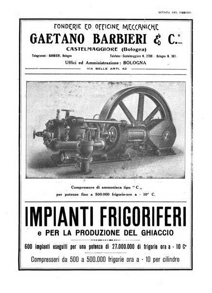 Rivista del freddo periodico mensile illustrato tecnico, scientifico, economico, commerciale