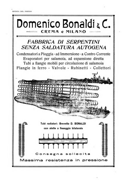 Rivista del freddo periodico mensile illustrato tecnico, scientifico, economico, commerciale