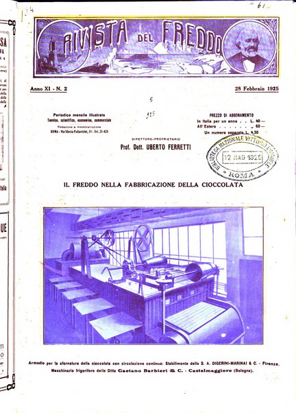 Rivista del freddo periodico mensile illustrato tecnico, scientifico, economico, commerciale