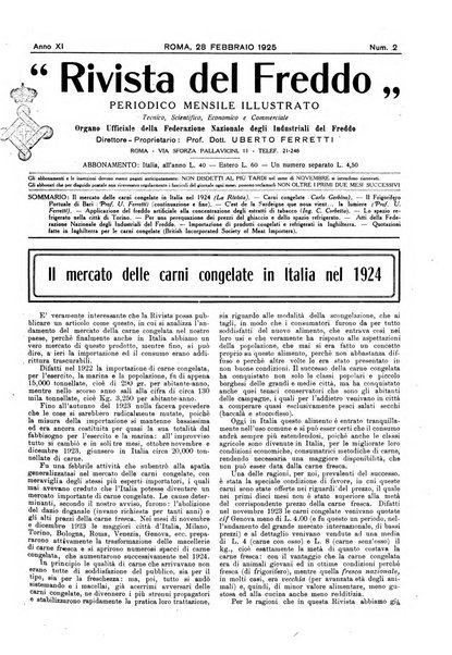 Rivista del freddo periodico mensile illustrato tecnico, scientifico, economico, commerciale