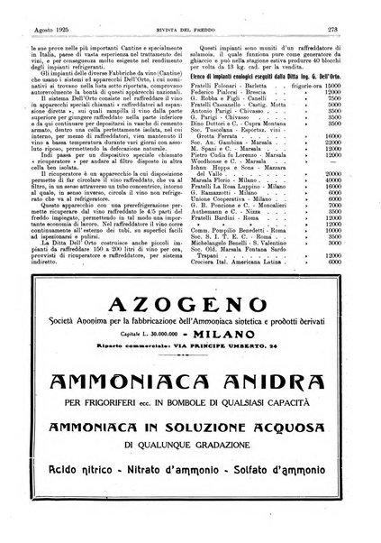 Rivista del freddo periodico mensile illustrato tecnico, scientifico, economico, commerciale